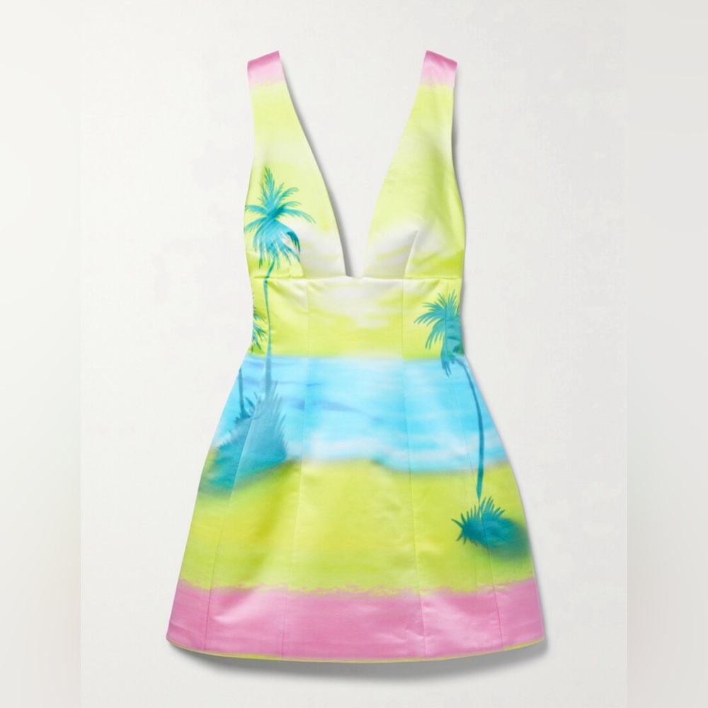 NWT Brandon Maxwell printed silk mini dress